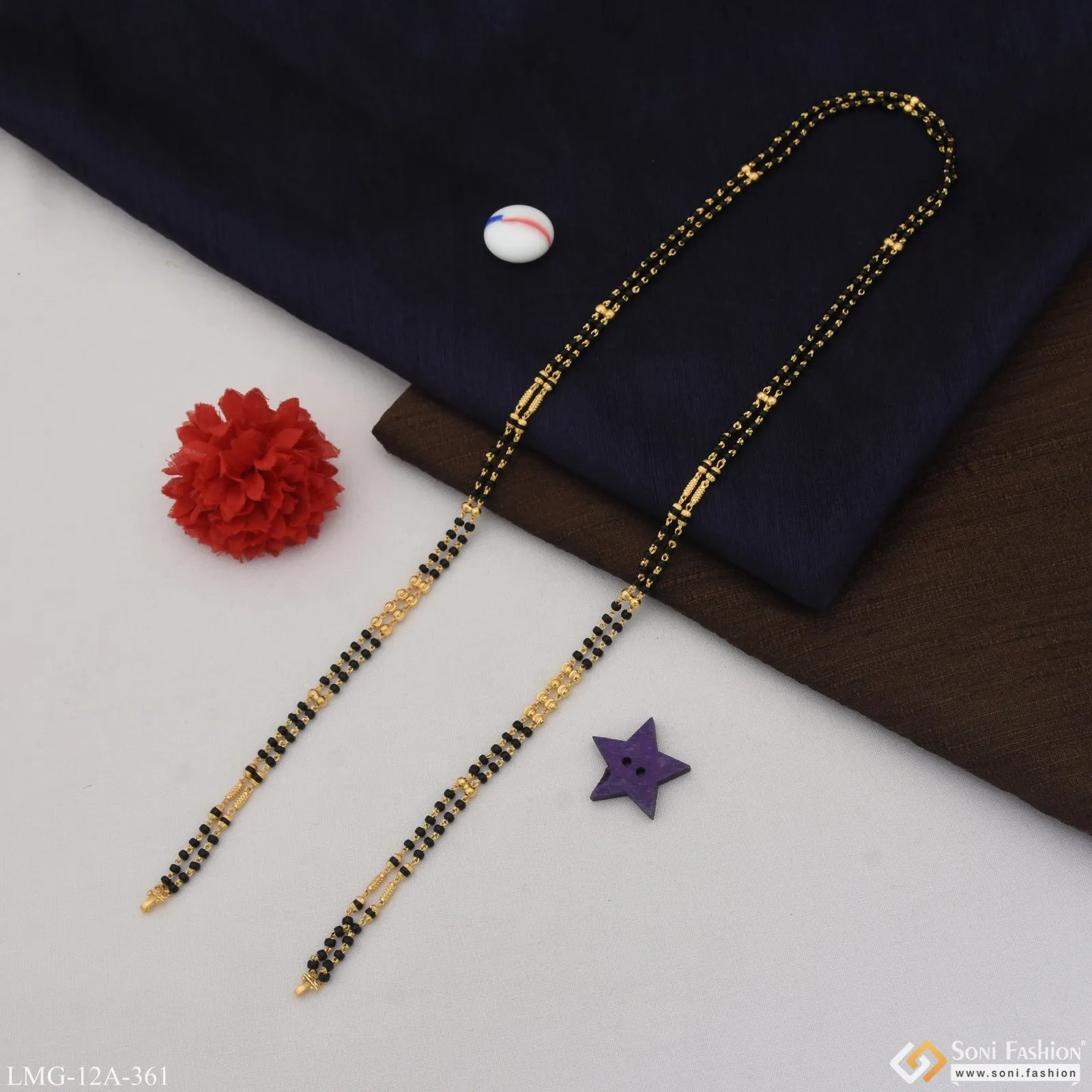 1 Gram Gold Plated 2 Line Latest Design Mangalsutra Dori for Women - Style A361