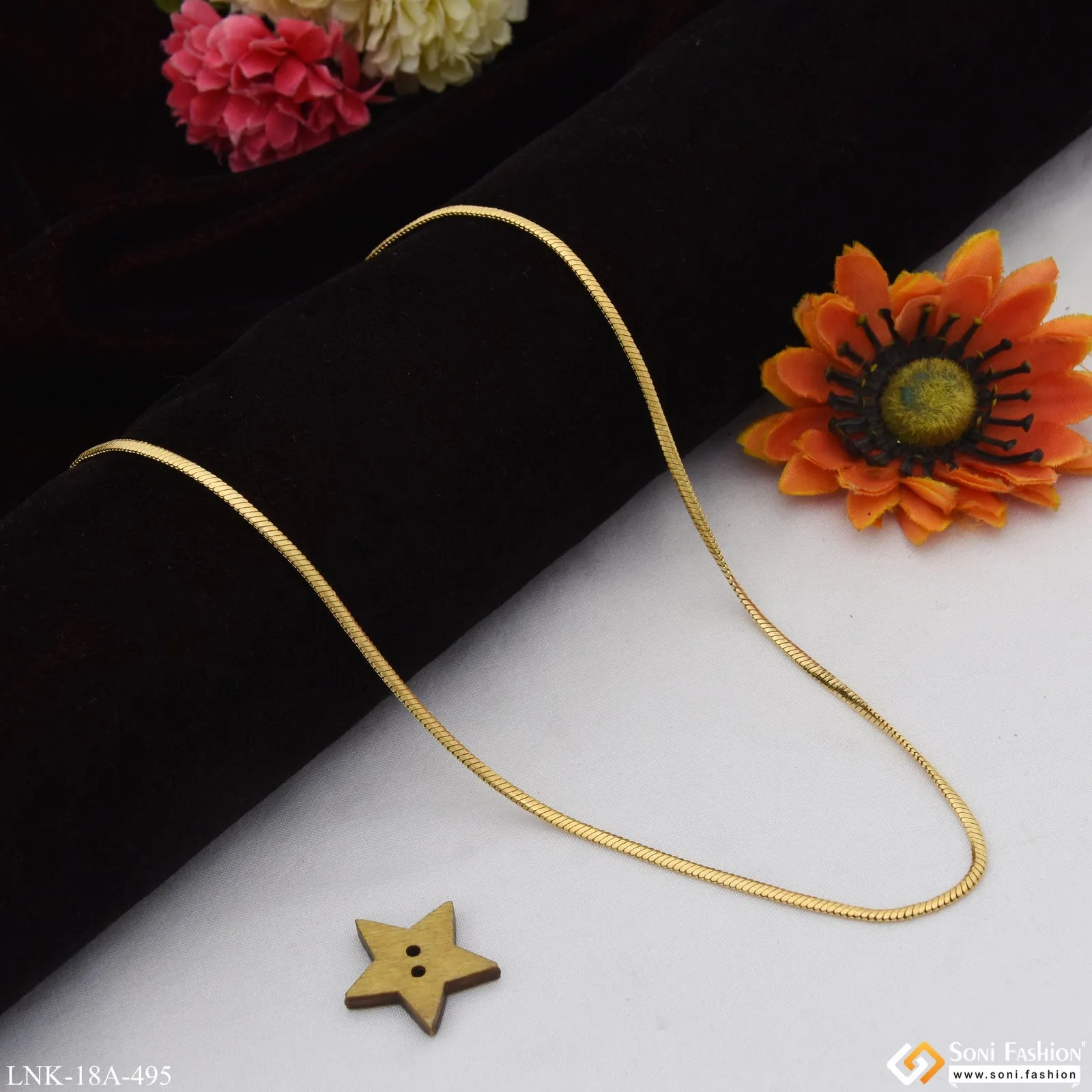 1 Gram Gold Plated Best Quality Decorative Design Chain for Ladies - Style A495