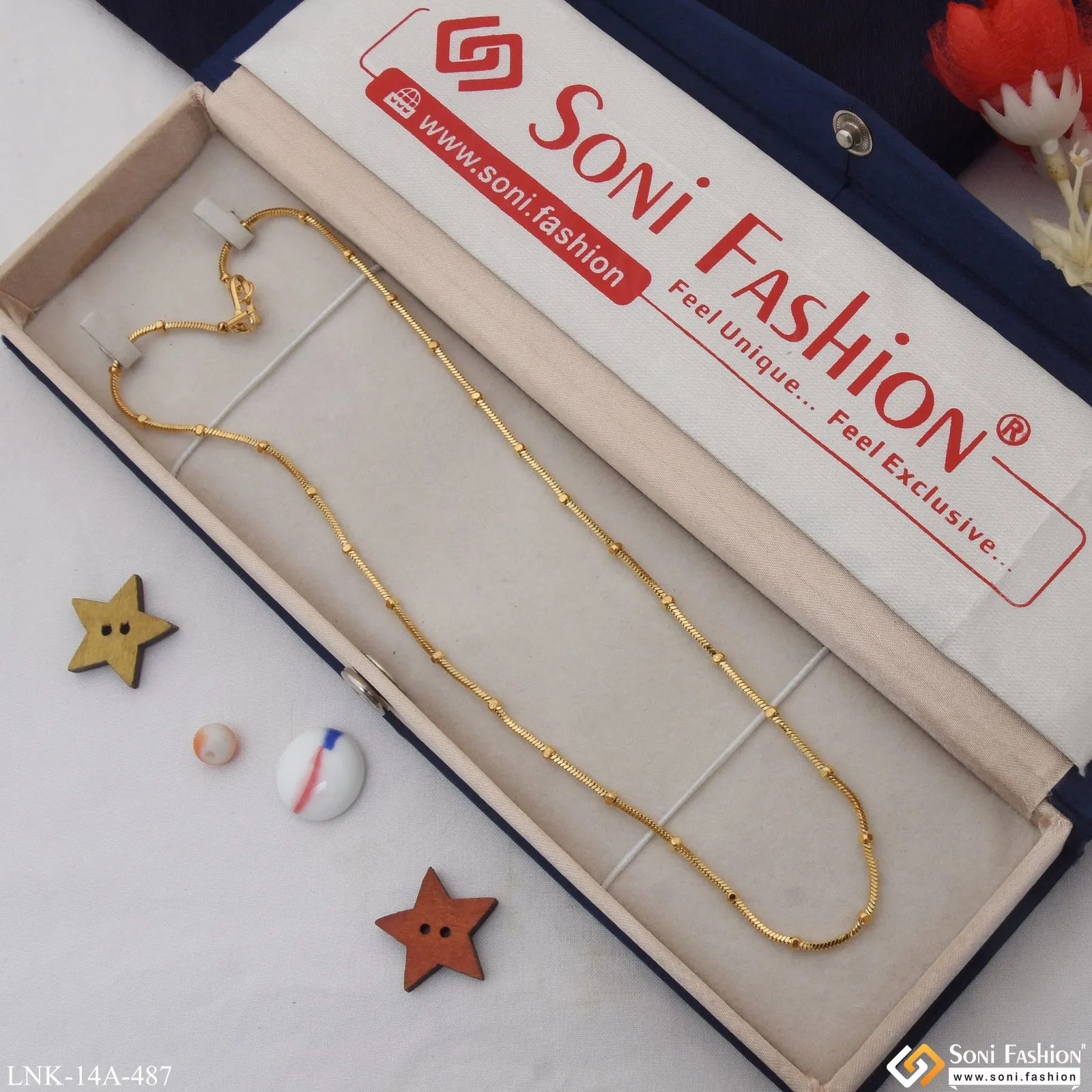 1 Gram Gold Plated Chic Design Glittering Design Chain for Ladies - Style A487