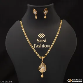 1 Gram Gold Plated Eye-Catching Design Necklace Set for Ladies - Style A546