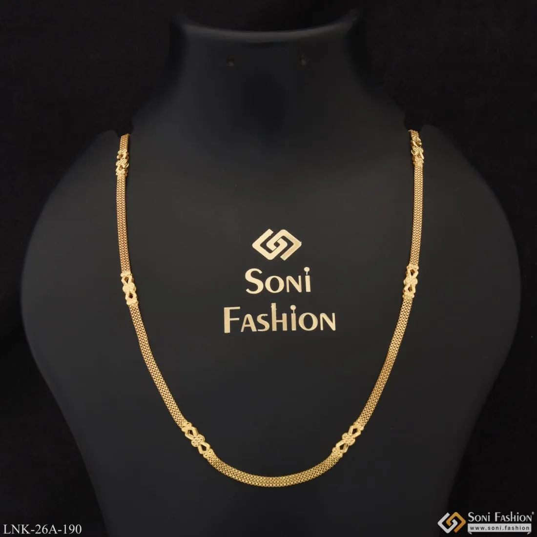 1 Gram Gold Plated Fancy Design Beautiful Design Chain for Ladies - Style A190