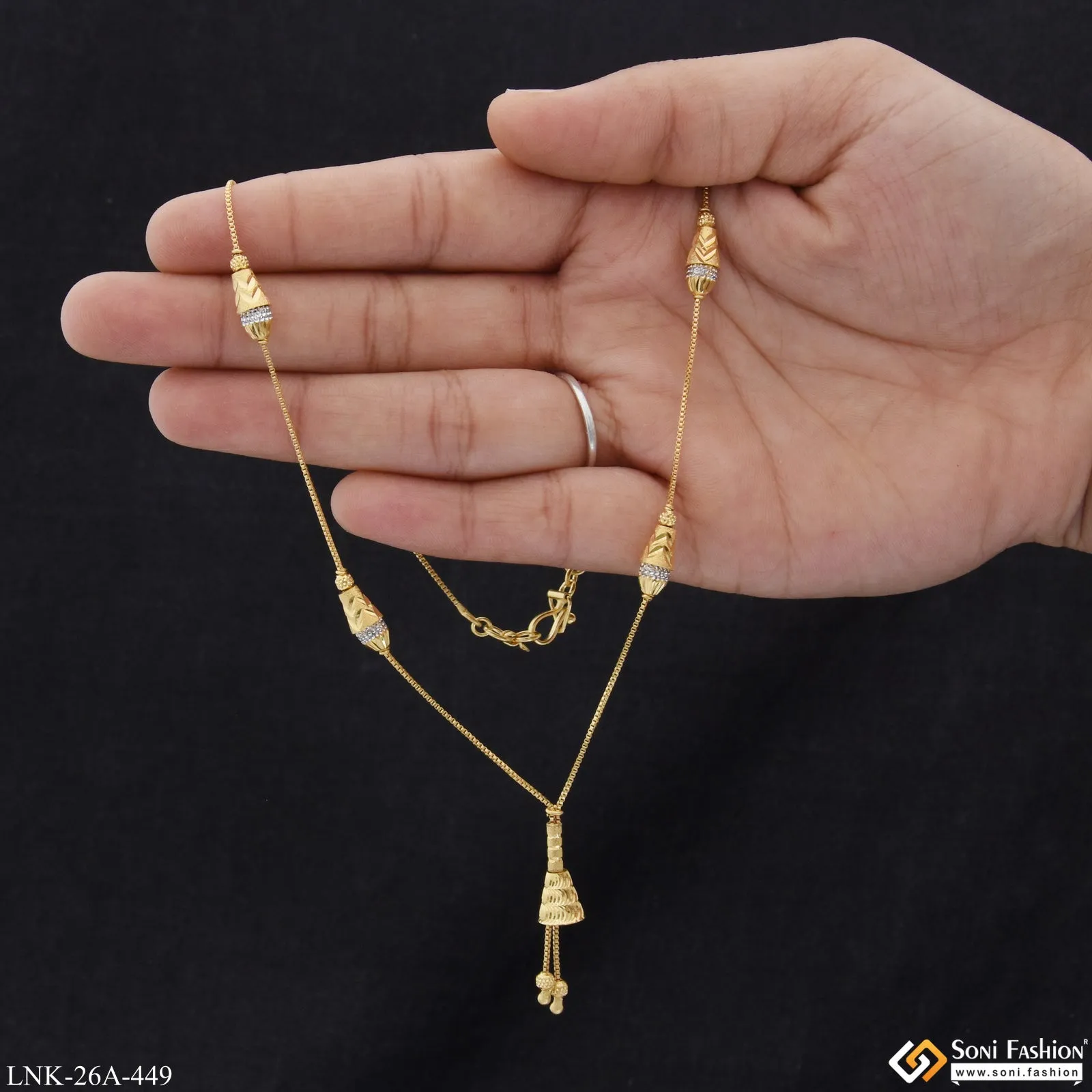 1 Gram Gold Plated Fashionable Chic Design Necklace for Ladies - Style A449