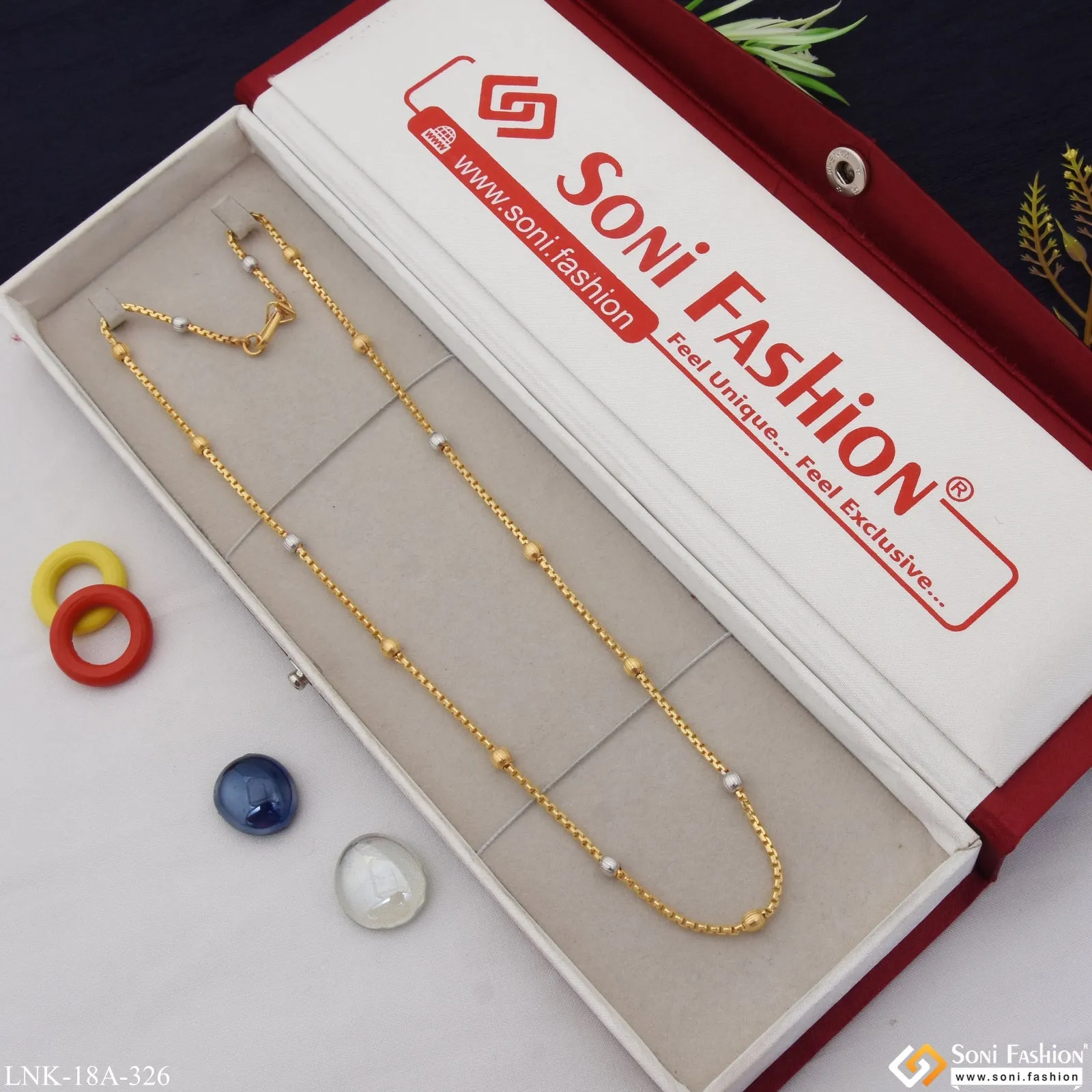 1 Gram Gold Plated Fashionable Glittering Design Chain for Ladies - Style A326