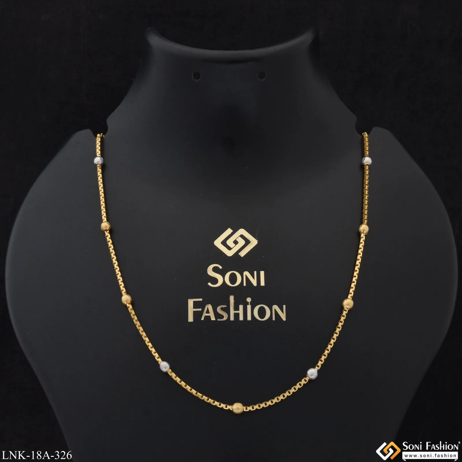 1 Gram Gold Plated Fashionable Glittering Design Chain for Ladies - Style A326