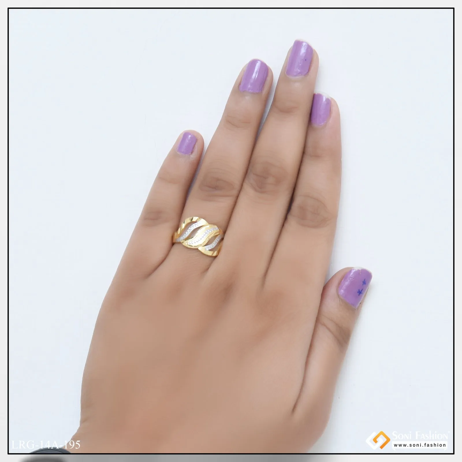 1 Gram Gold Plated Fashionable Graceful Design Ring for Ladies - Style A195