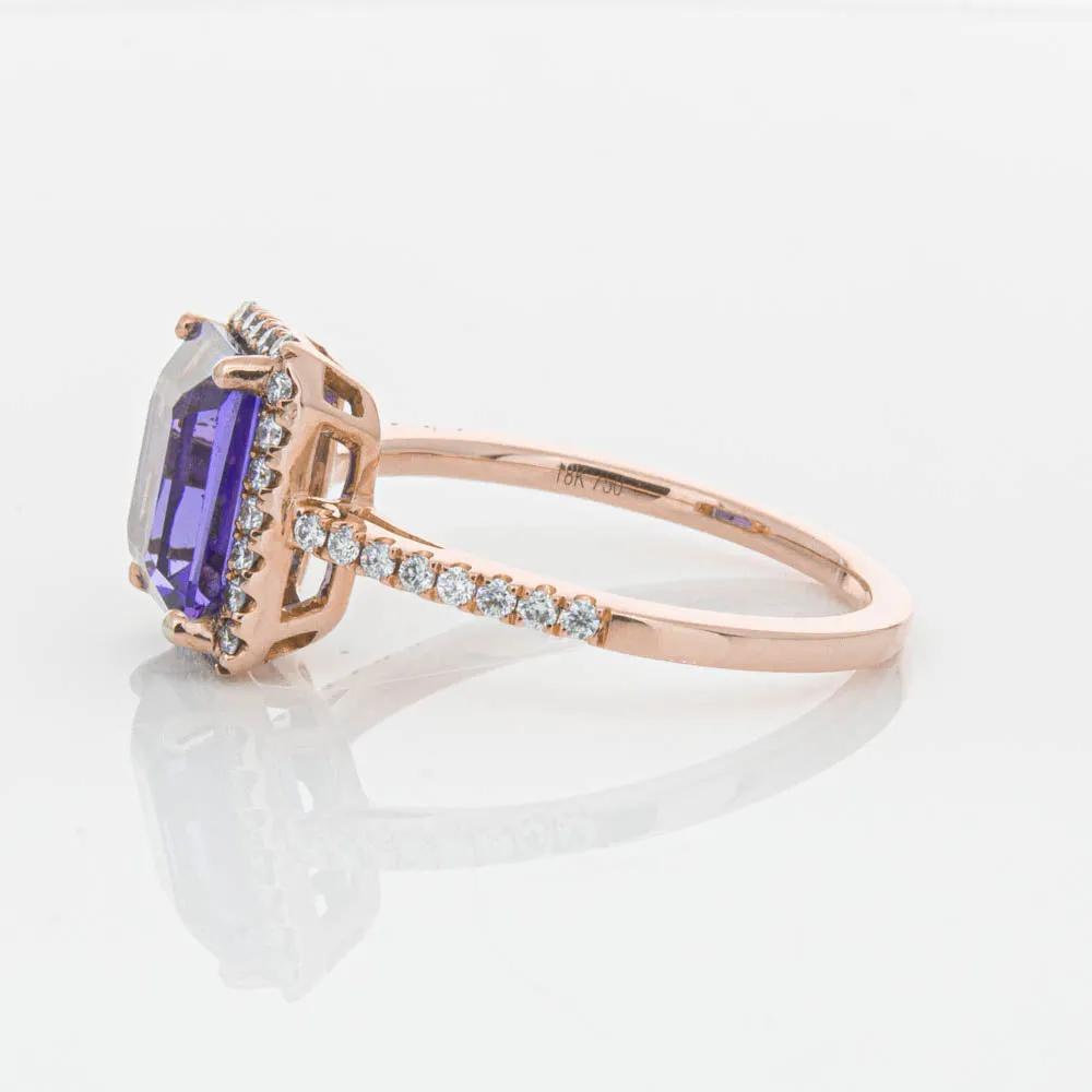 18ct Rose Gold 2.55ct Tanzanite & Diamond Ring