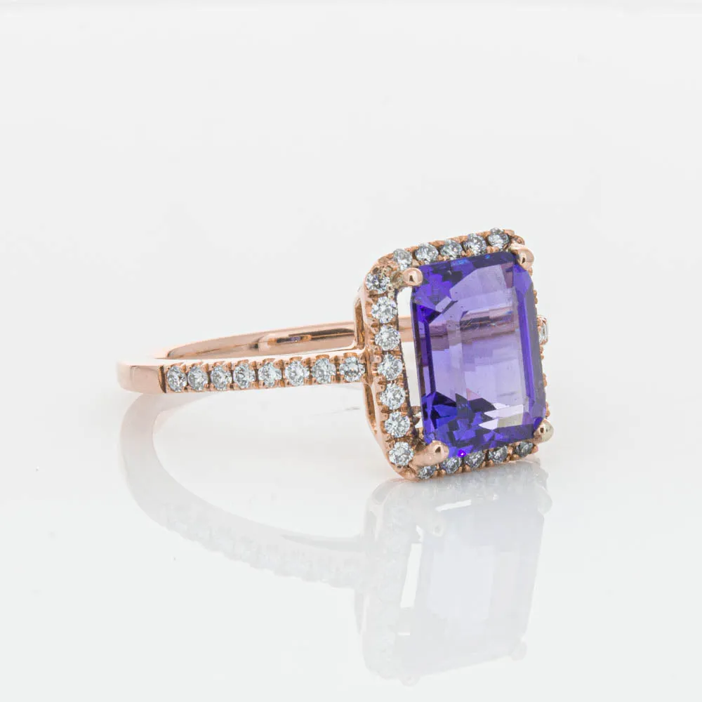 18ct Rose Gold 2.55ct Tanzanite & Diamond Ring