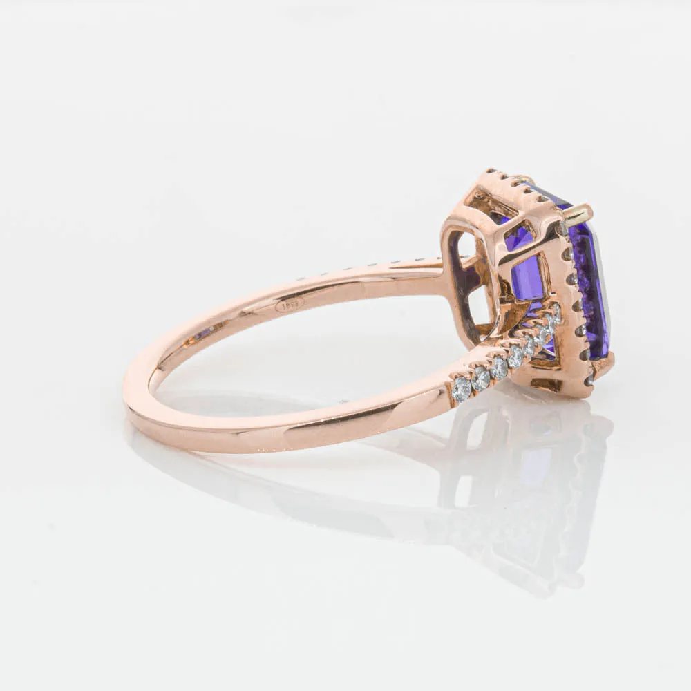 18ct Rose Gold 2.55ct Tanzanite & Diamond Ring