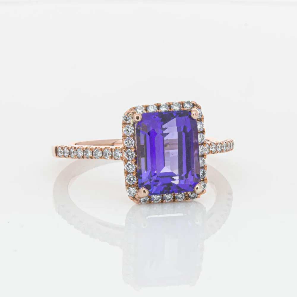 18ct Rose Gold 2.55ct Tanzanite & Diamond Ring