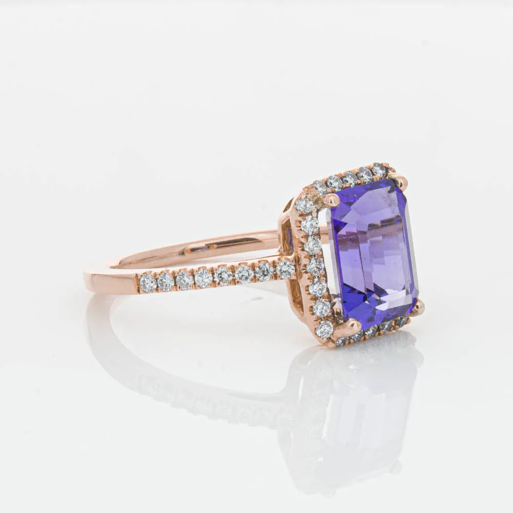 18ct Rose Gold 2.55ct Tanzanite & Diamond Ring