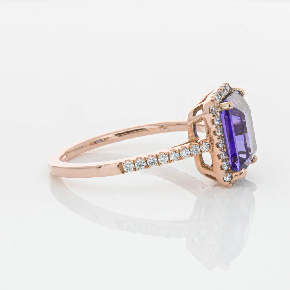 18ct Rose Gold 2.55ct Tanzanite & Diamond Ring