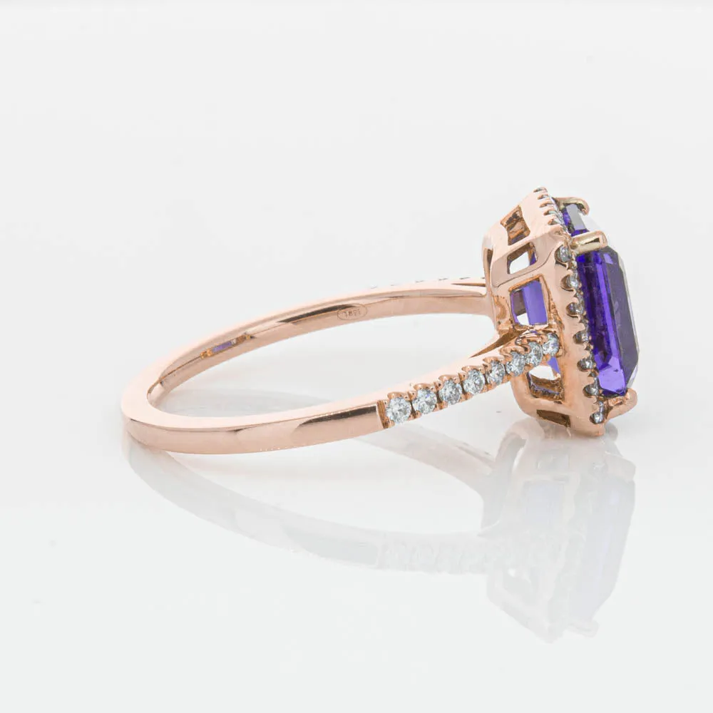 18ct Rose Gold 2.55ct Tanzanite & Diamond Ring