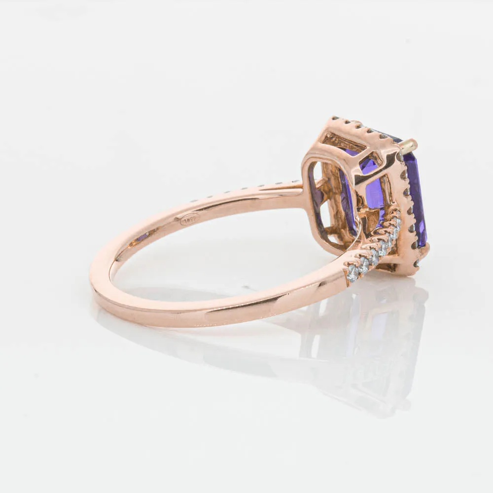 18ct Rose Gold 2.55ct Tanzanite & Diamond Ring