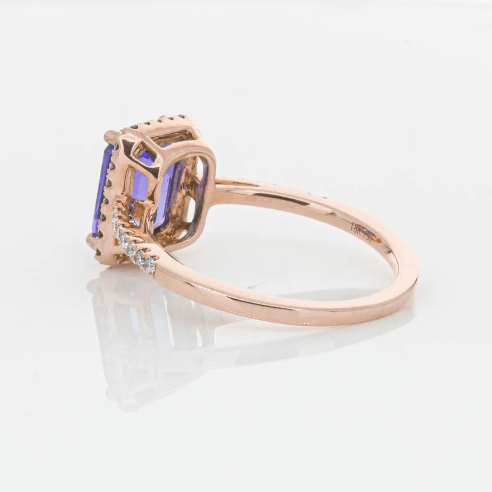 18ct Rose Gold 2.55ct Tanzanite & Diamond Ring