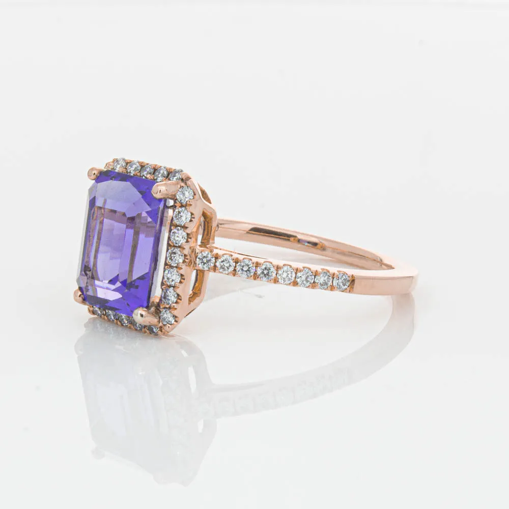 18ct Rose Gold 2.55ct Tanzanite & Diamond Ring