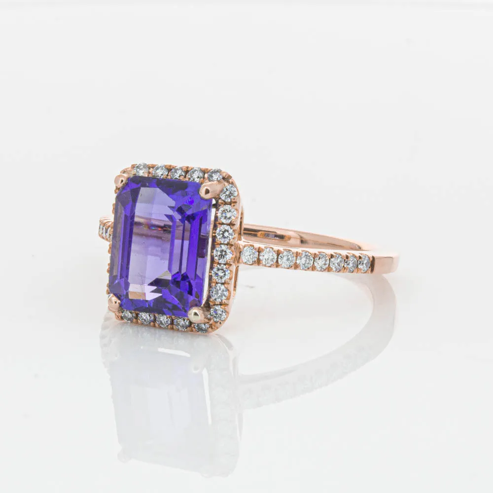 18ct Rose Gold 2.55ct Tanzanite & Diamond Ring