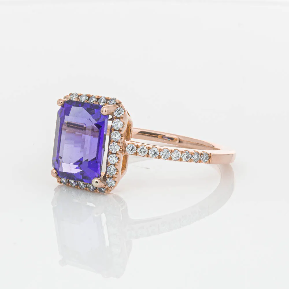 18ct Rose Gold 2.55ct Tanzanite & Diamond Ring