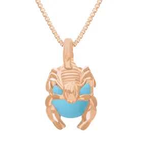 18ct Rose Gold Turquoise Zodiac Scorpio 9mm Bead Pendant