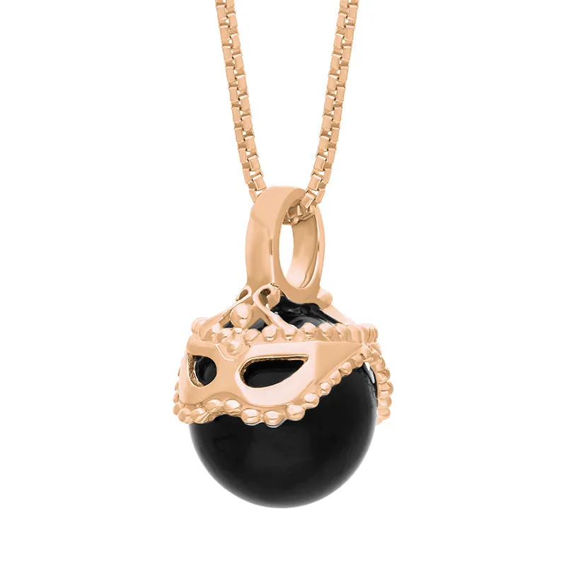 18ct Rose Gold Whitby Jet Zodiac Gemini 9mm Bead Pendant