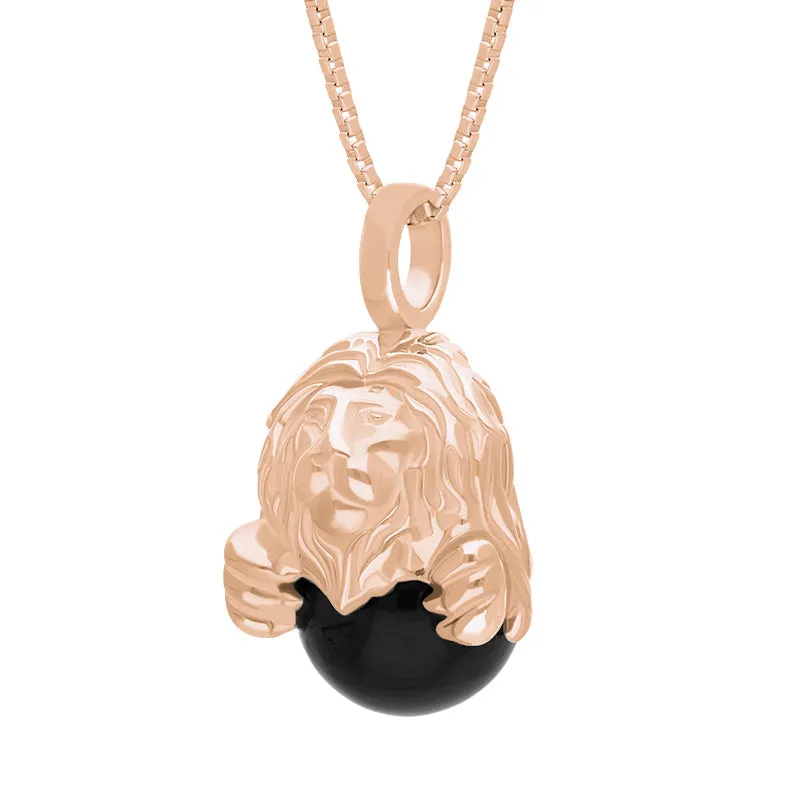 18ct Rose Gold Whitby Jet Zodiac Leo 10mm Bead Pendant