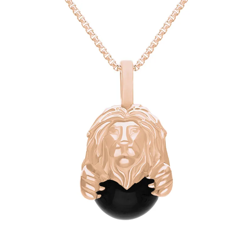 18ct Rose Gold Whitby Jet Zodiac Leo 10mm Bead Pendant