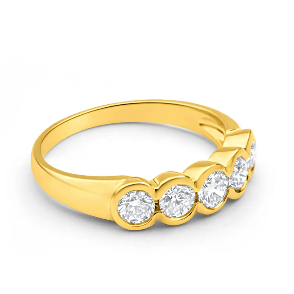 18ct Yellow Gold Ring With 1 Carat Of Bezel Set Diamonds