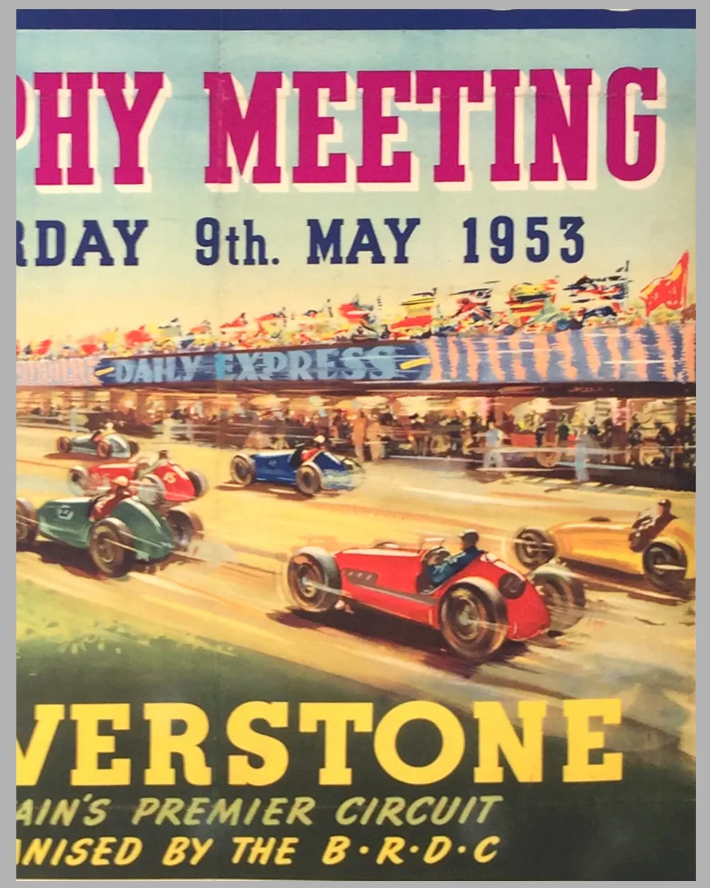 1953 International Daily Express trophy meeting at Silverstone original poster