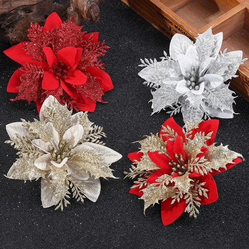 5/10Pcs 14cm Glitter Artificial Flowers