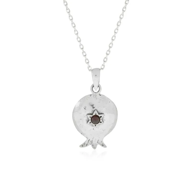 925 Sterling Silver Pomegranate Pendant With 3mm Garnet Gemstone