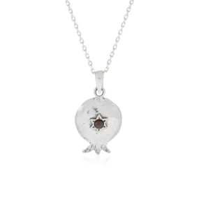 925 Sterling Silver Pomegranate Pendant With 3mm Garnet Gemstone