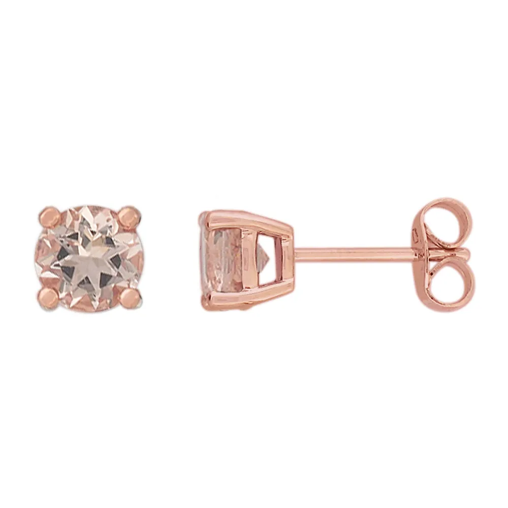 9ct Rose Gold 5mm Morganite Stud Earrings