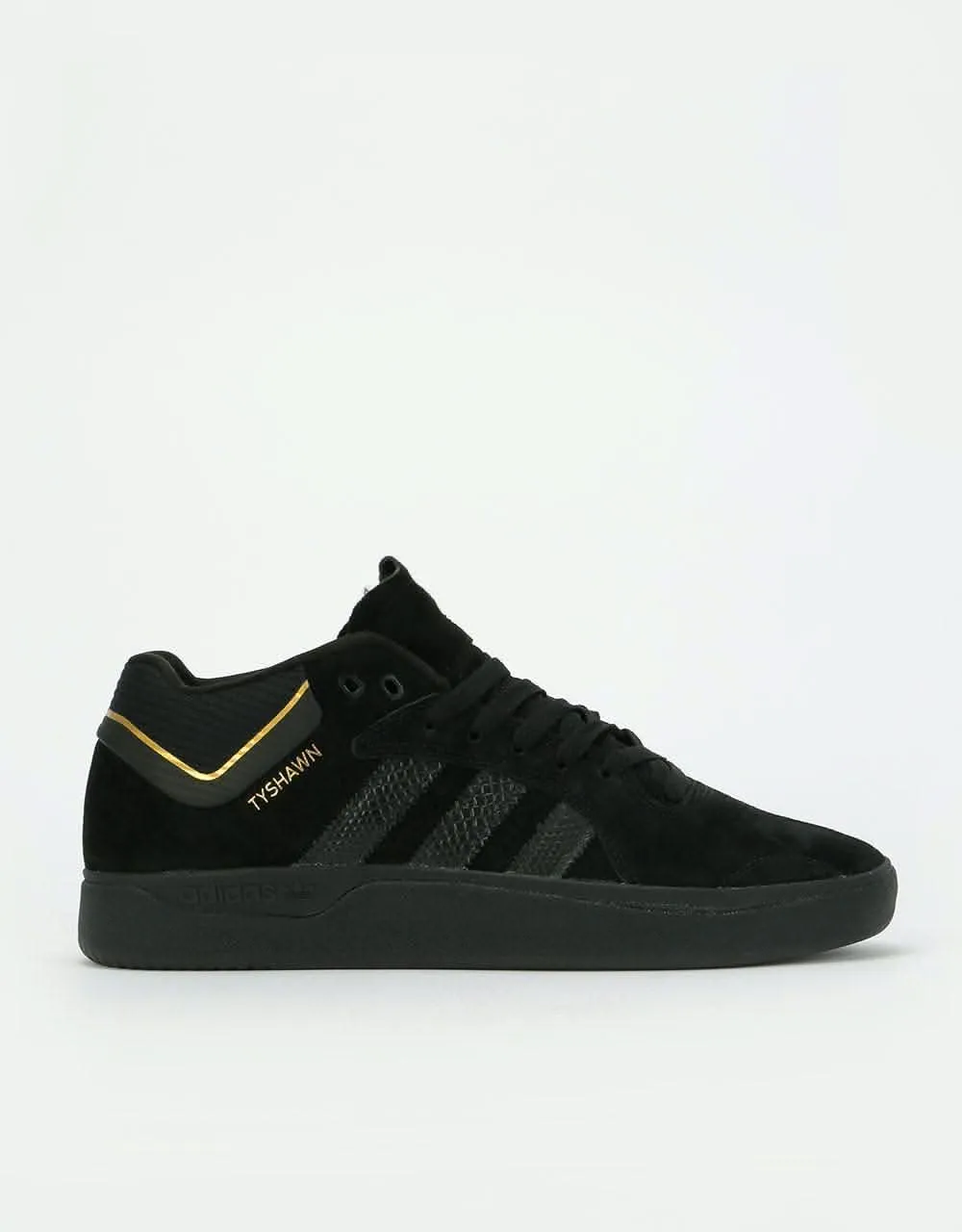 adidas Tyshawn Skate Shoes - Core Black/Core Black/Gold Metallic