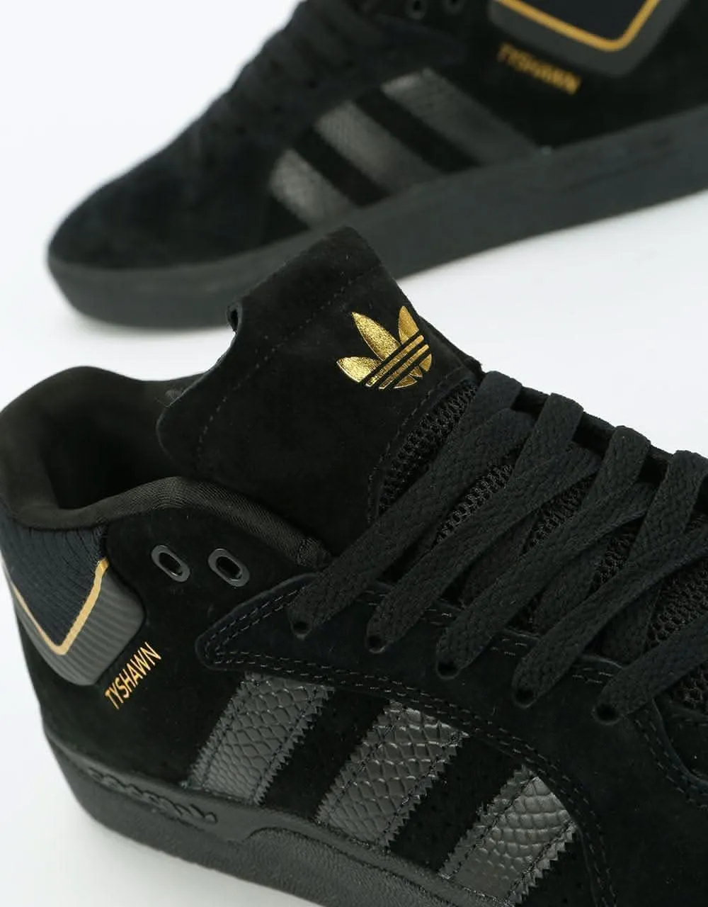 adidas Tyshawn Skate Shoes - Core Black/Core Black/Gold Metallic