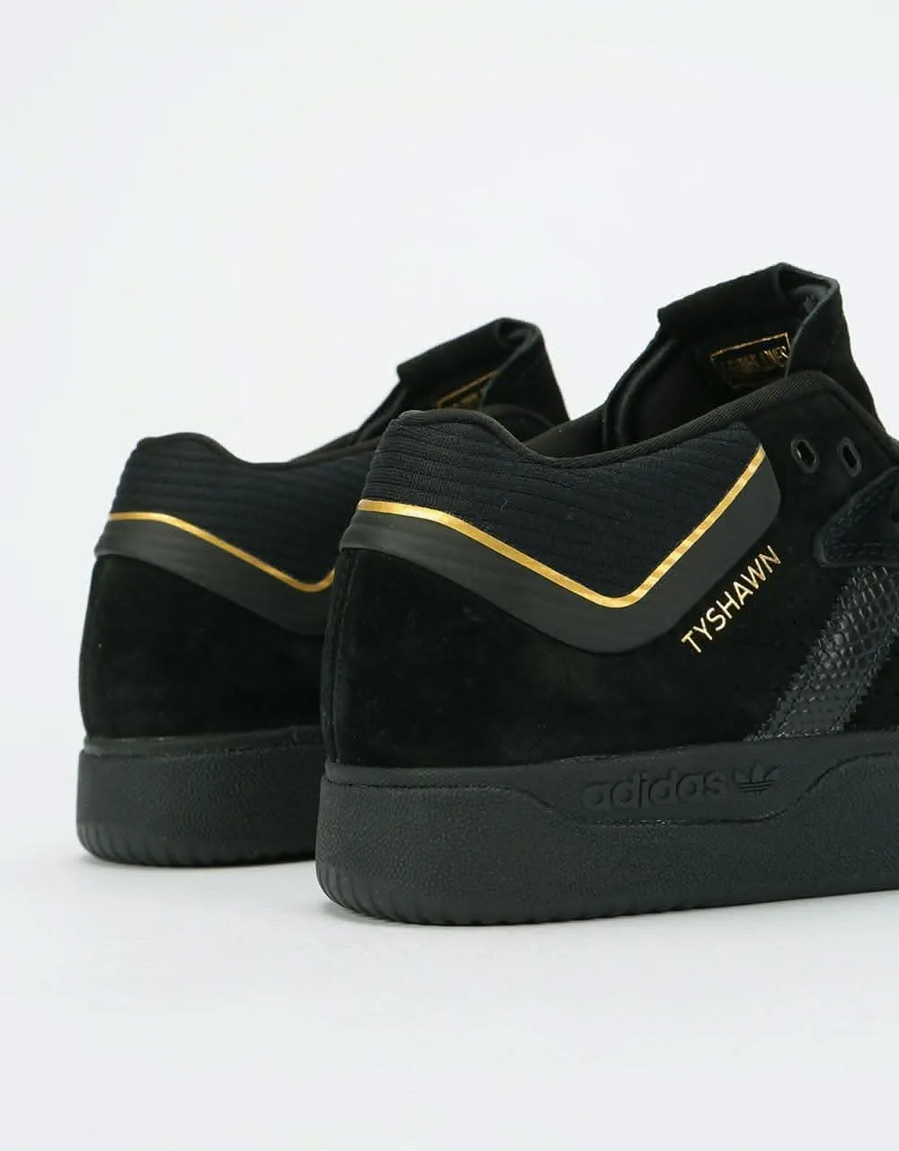 adidas Tyshawn Skate Shoes - Core Black/Core Black/Gold Metallic