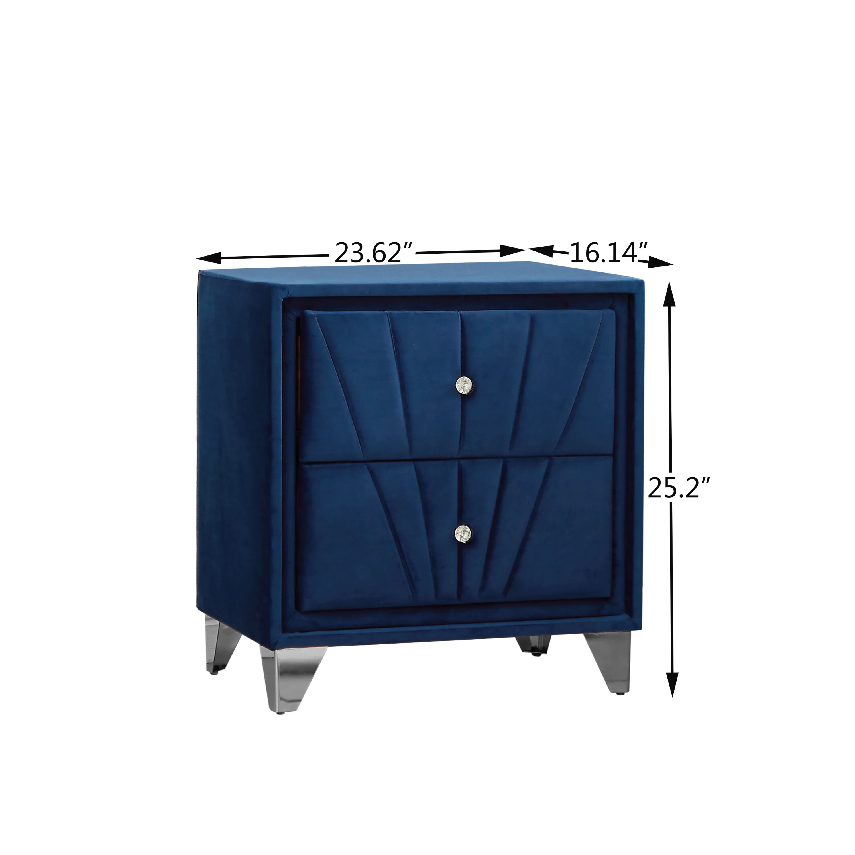 B108-TA Simple beautiful double-decker nightstand, metal legs with Electroplate，Bule Flannelette