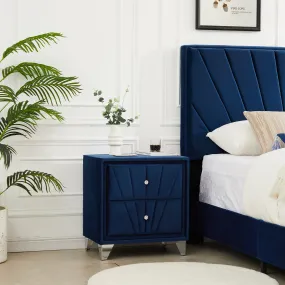 B108-TA Simple beautiful double-decker nightstand, metal legs with Electroplate，Bule Flannelette