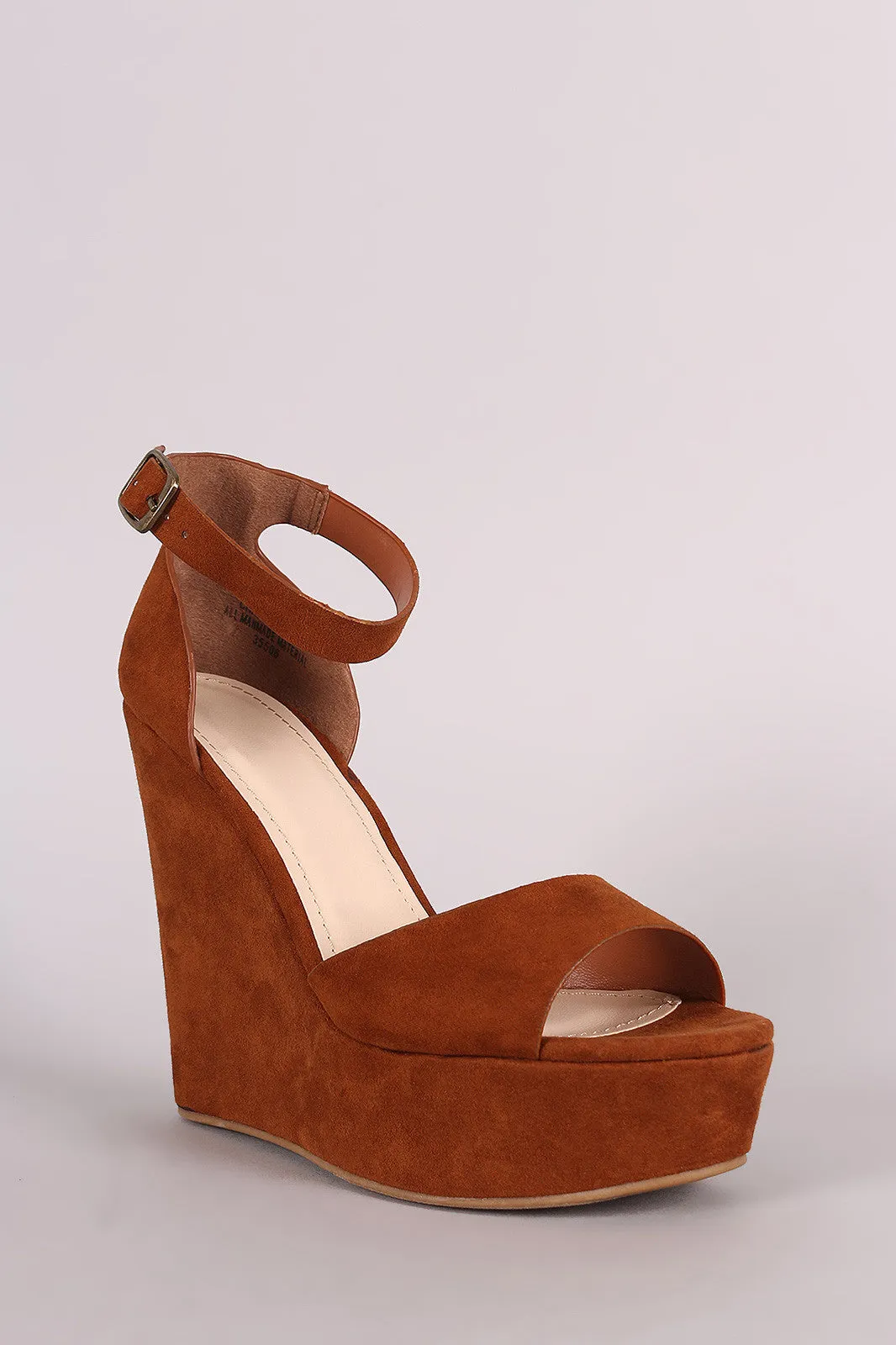 Bamboo Suede One Band Platform Wedge