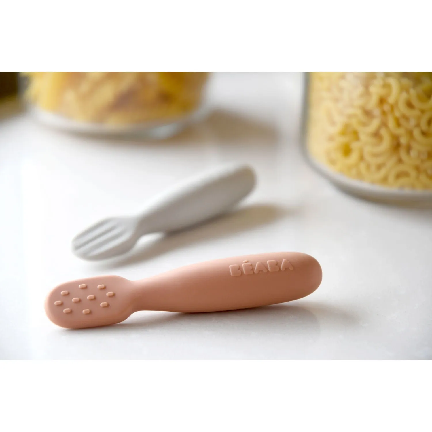 Beaba Set of 2 Silicone Pre-Spoons - Terracotta/Velvet Grey