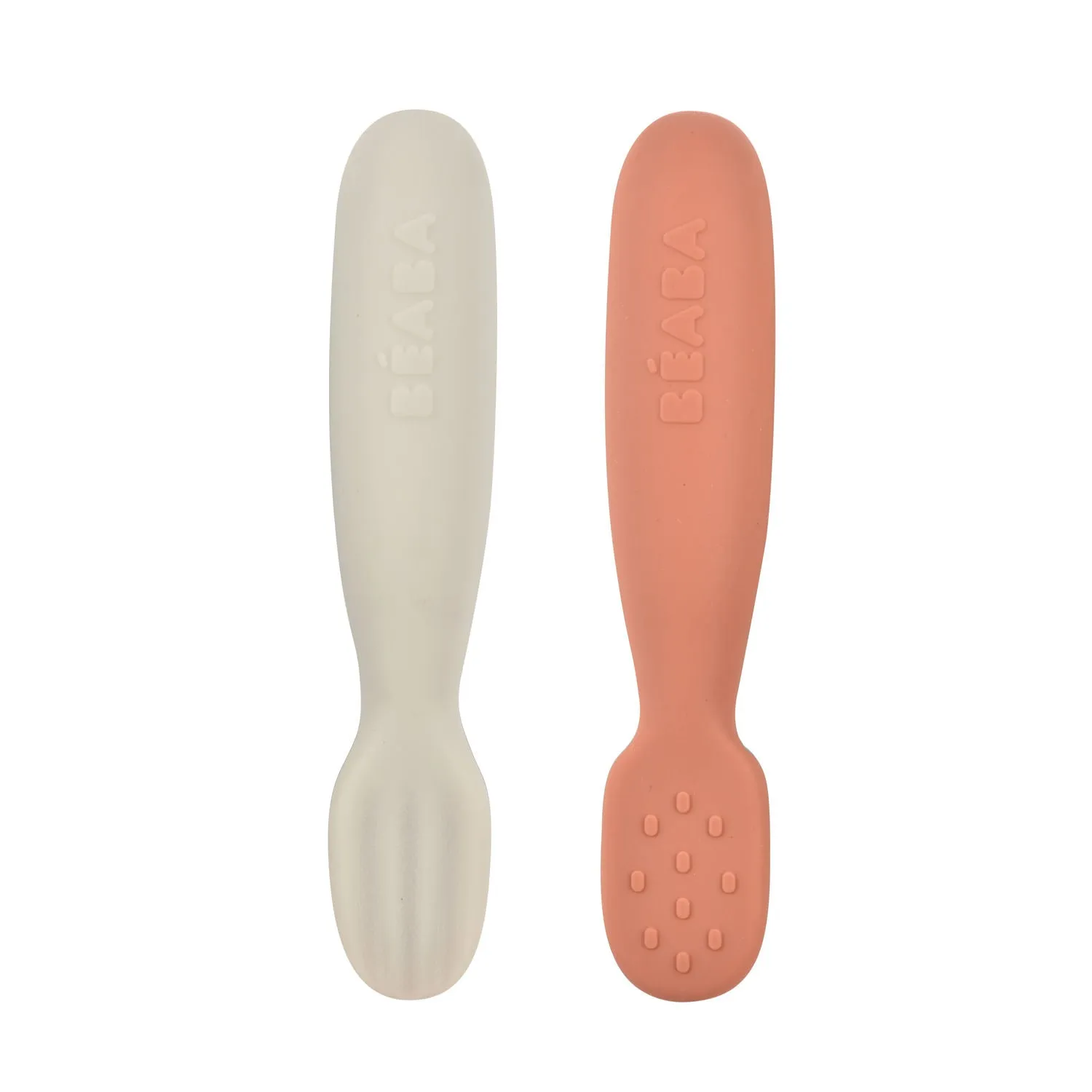 Beaba Set of 2 Silicone Pre-Spoons - Terracotta/Velvet Grey