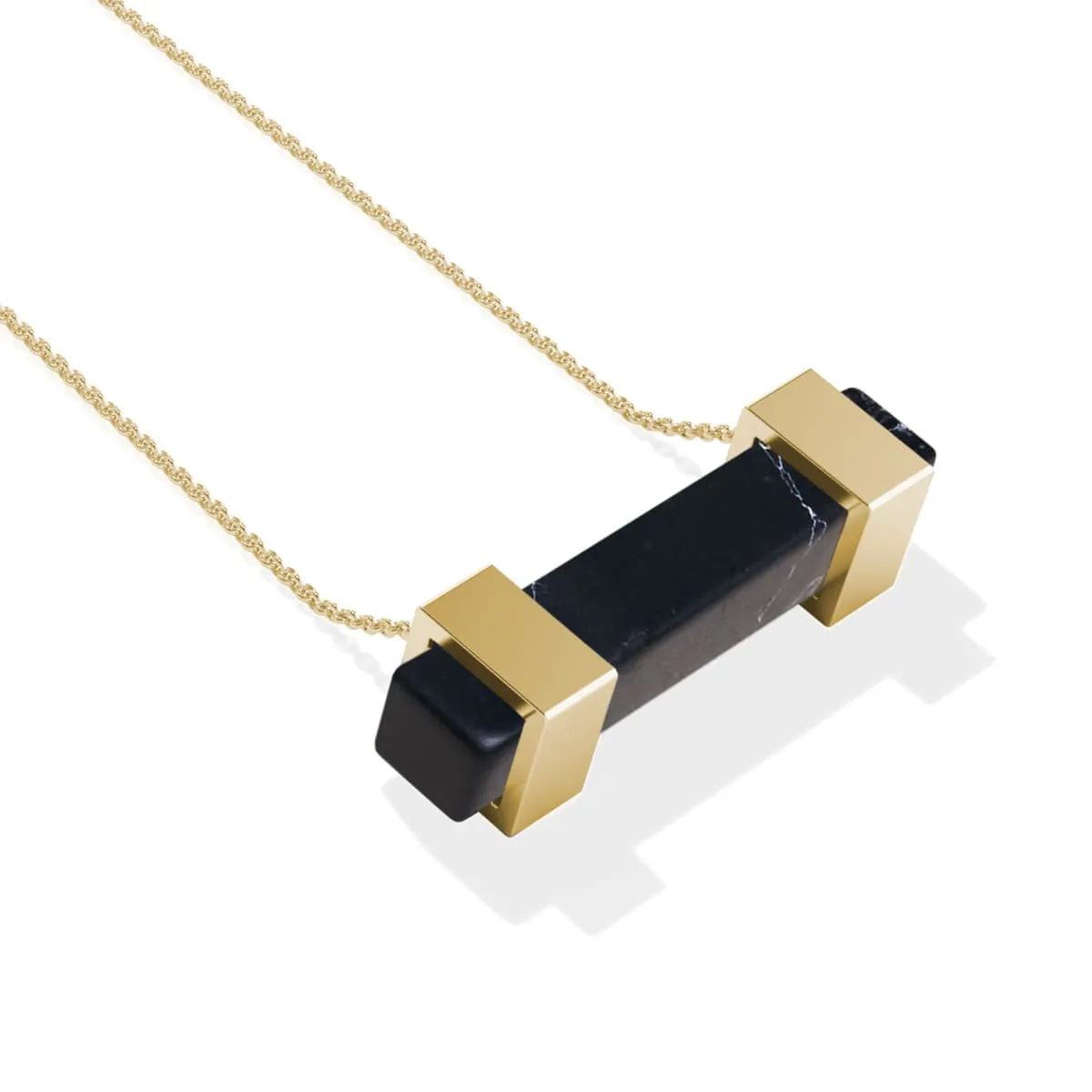 Black Agate | Gold | Gemstone Bar Necklace