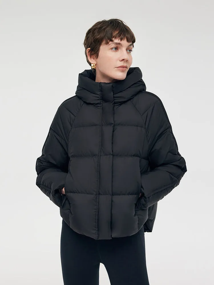 Black Hooded Goose Down Jacket