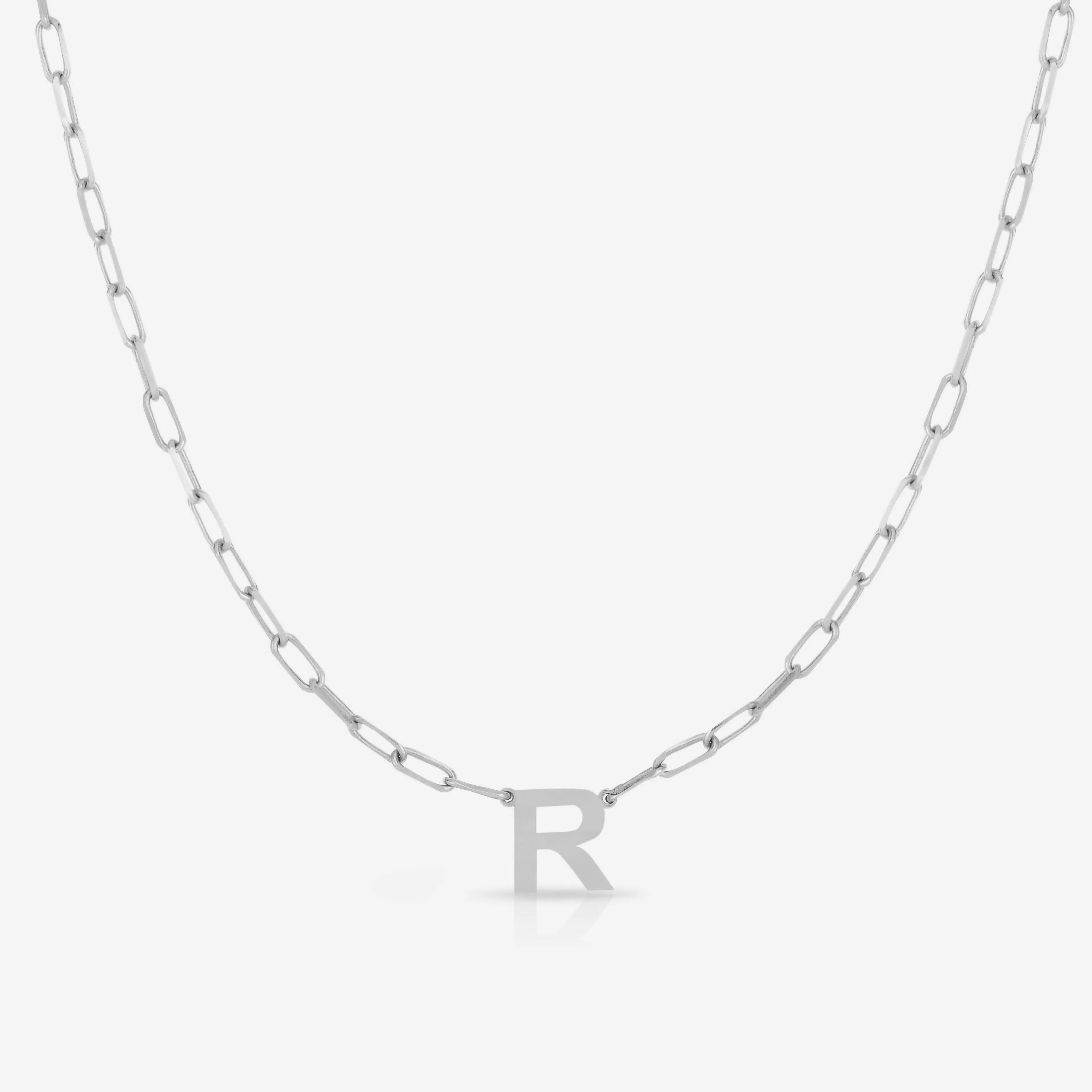 Block Initial   Link Chain Necklace