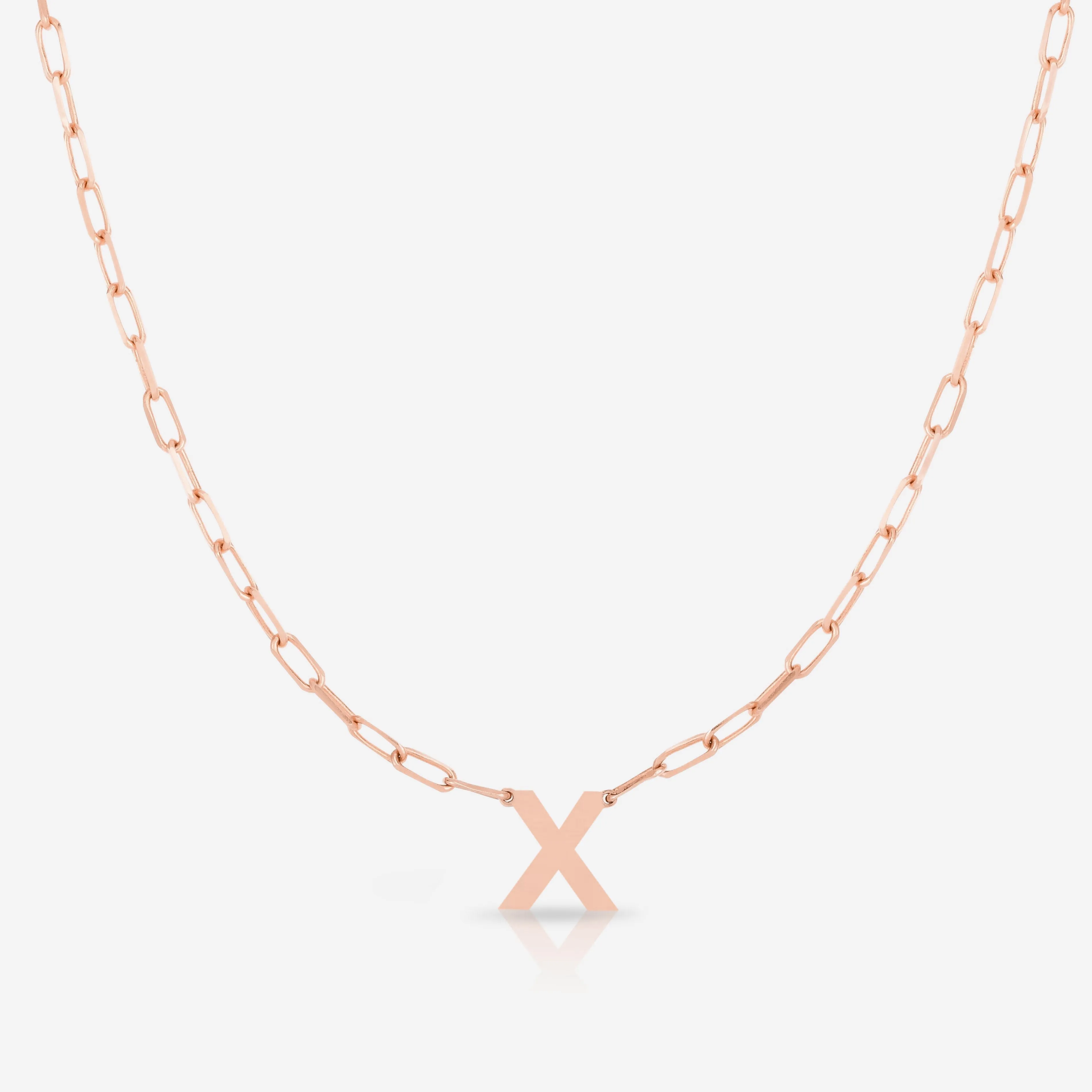 Block Initial   Link Chain Necklace