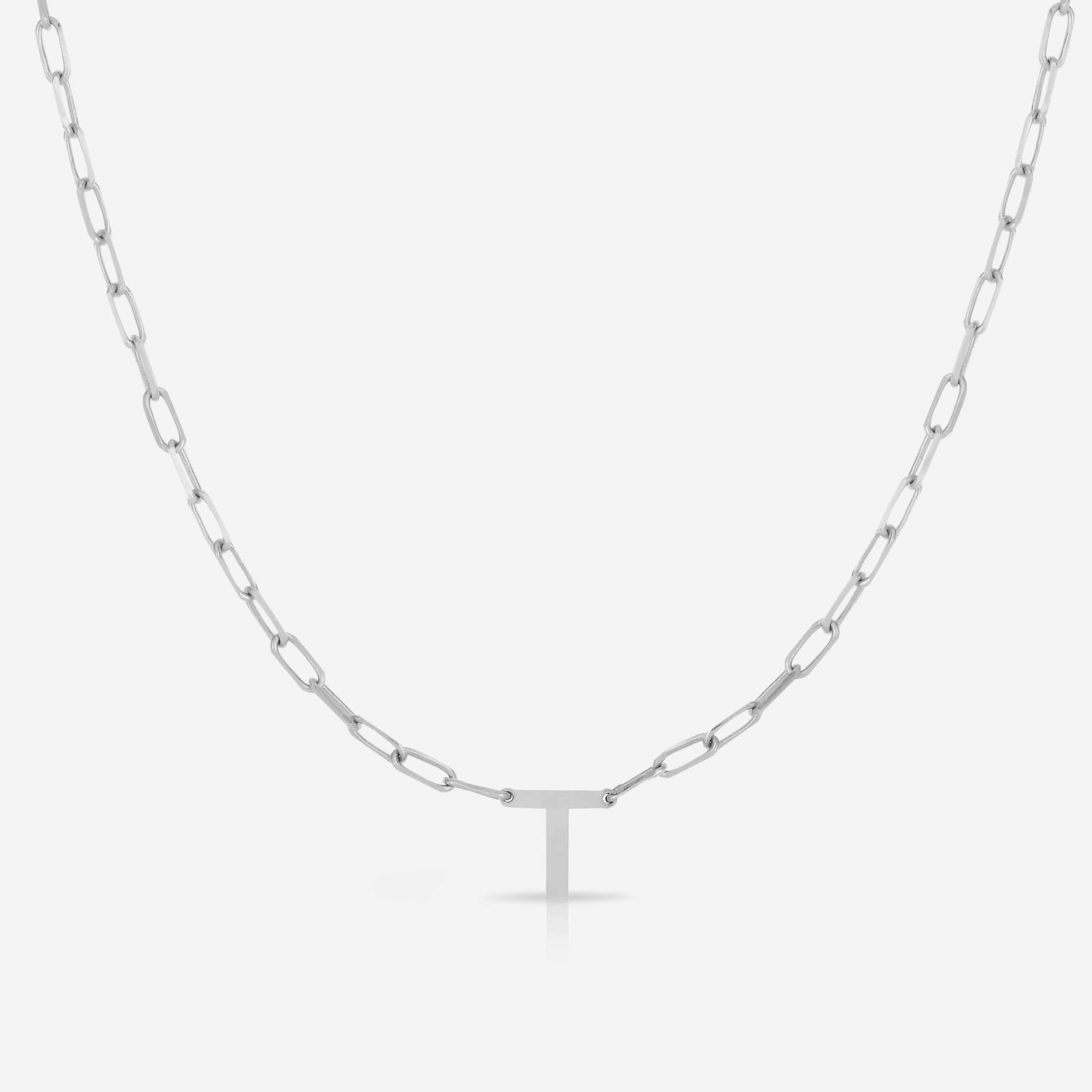 Block Initial   Link Chain Necklace