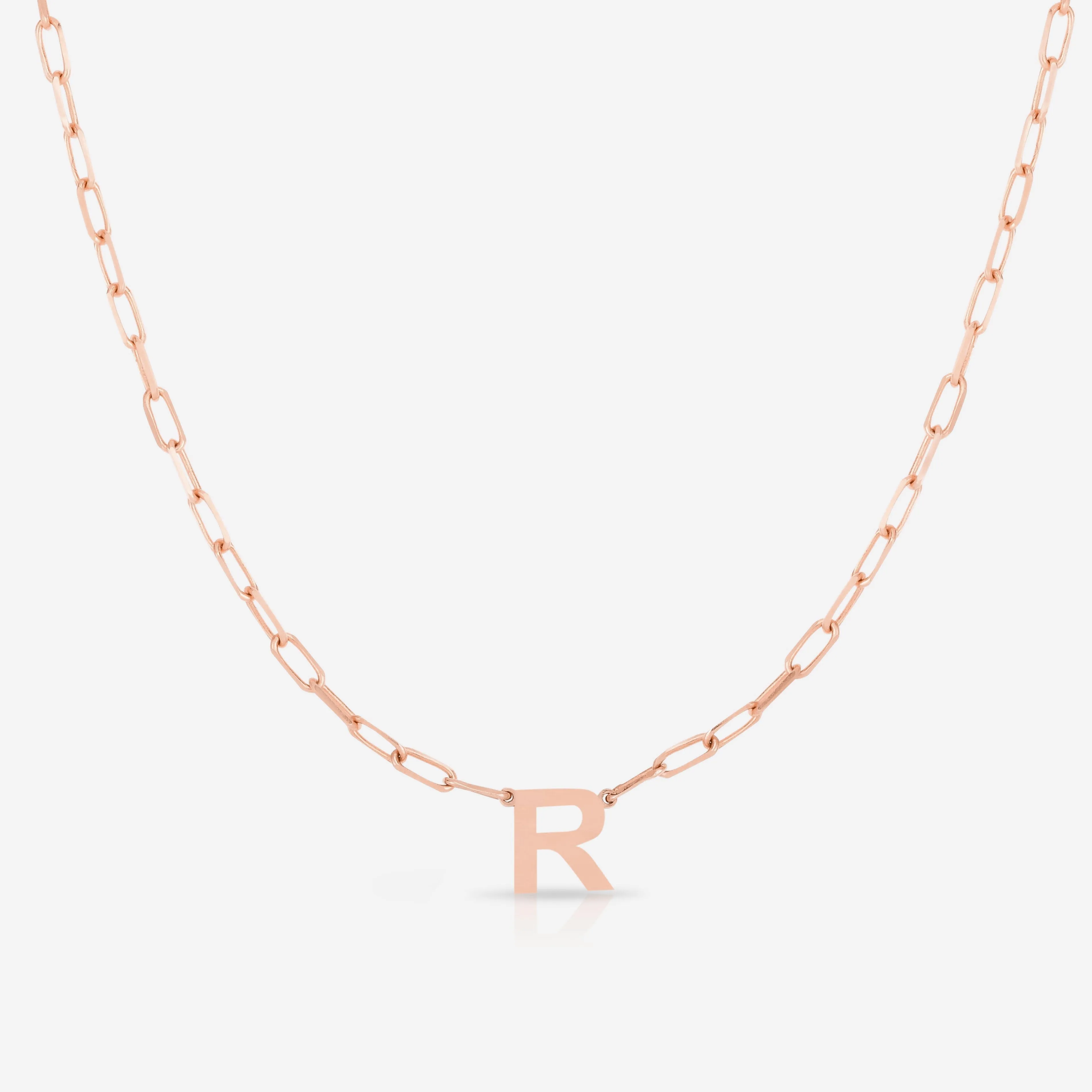 Block Initial   Link Chain Necklace