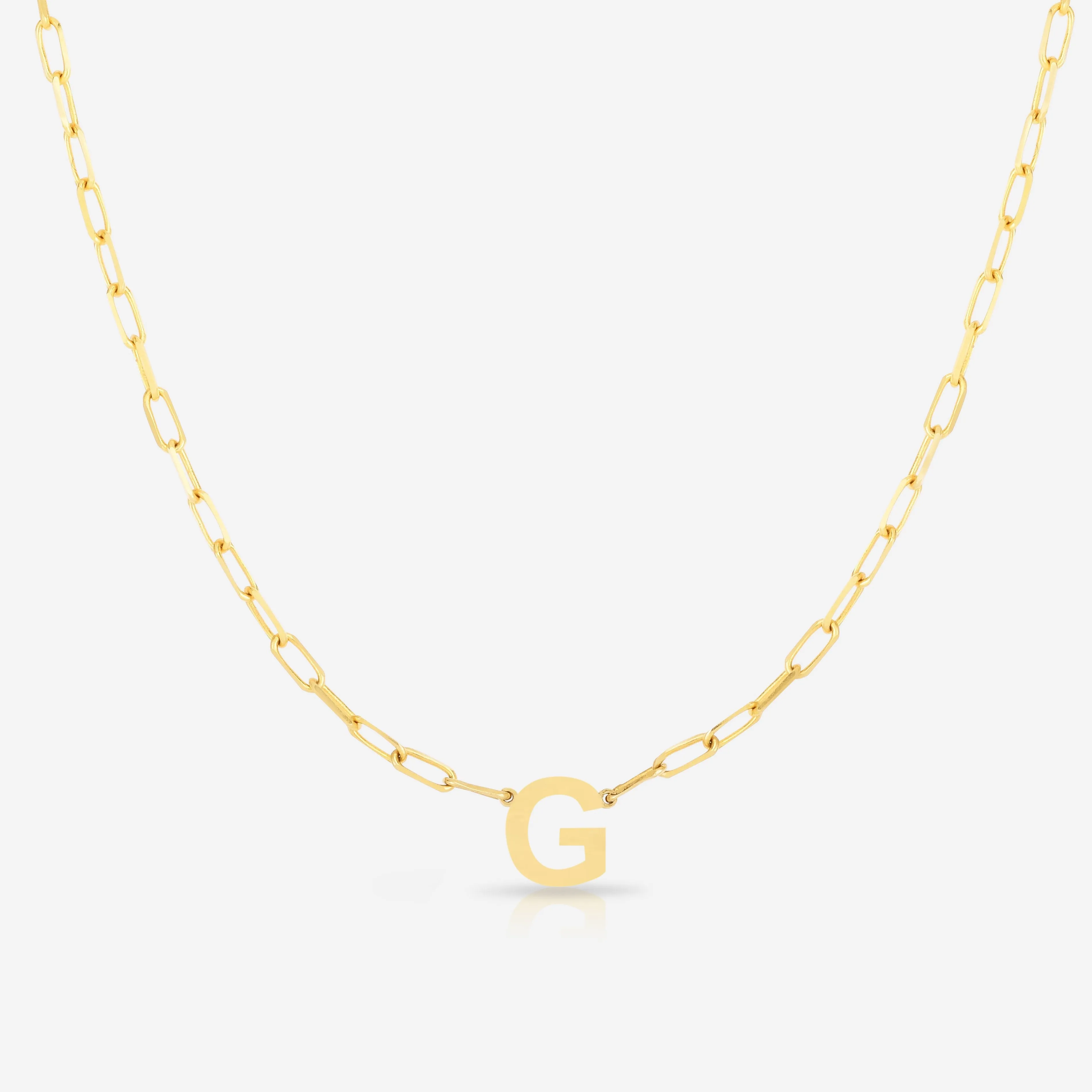 Block Initial   Link Chain Necklace