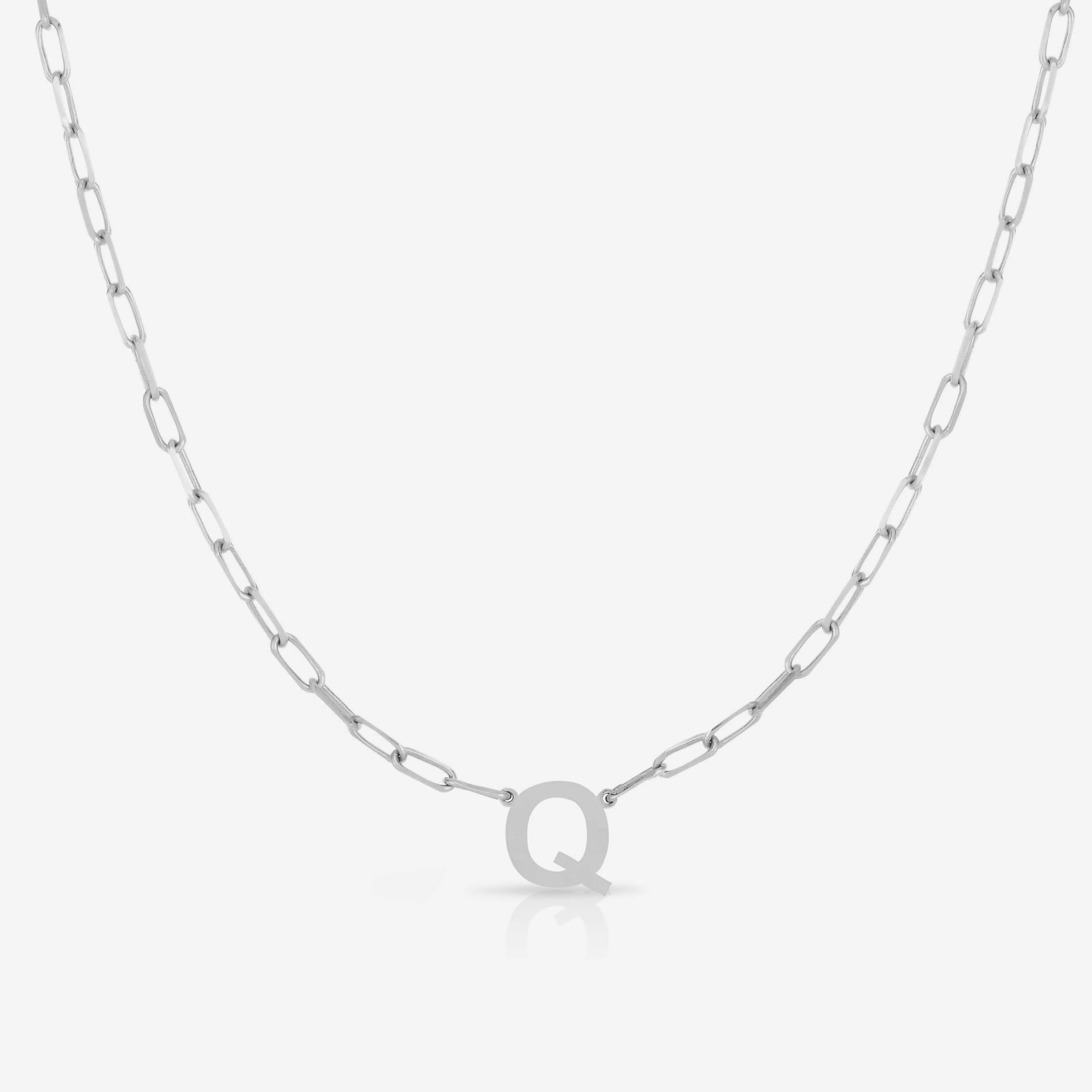 Block Initial   Link Chain Necklace