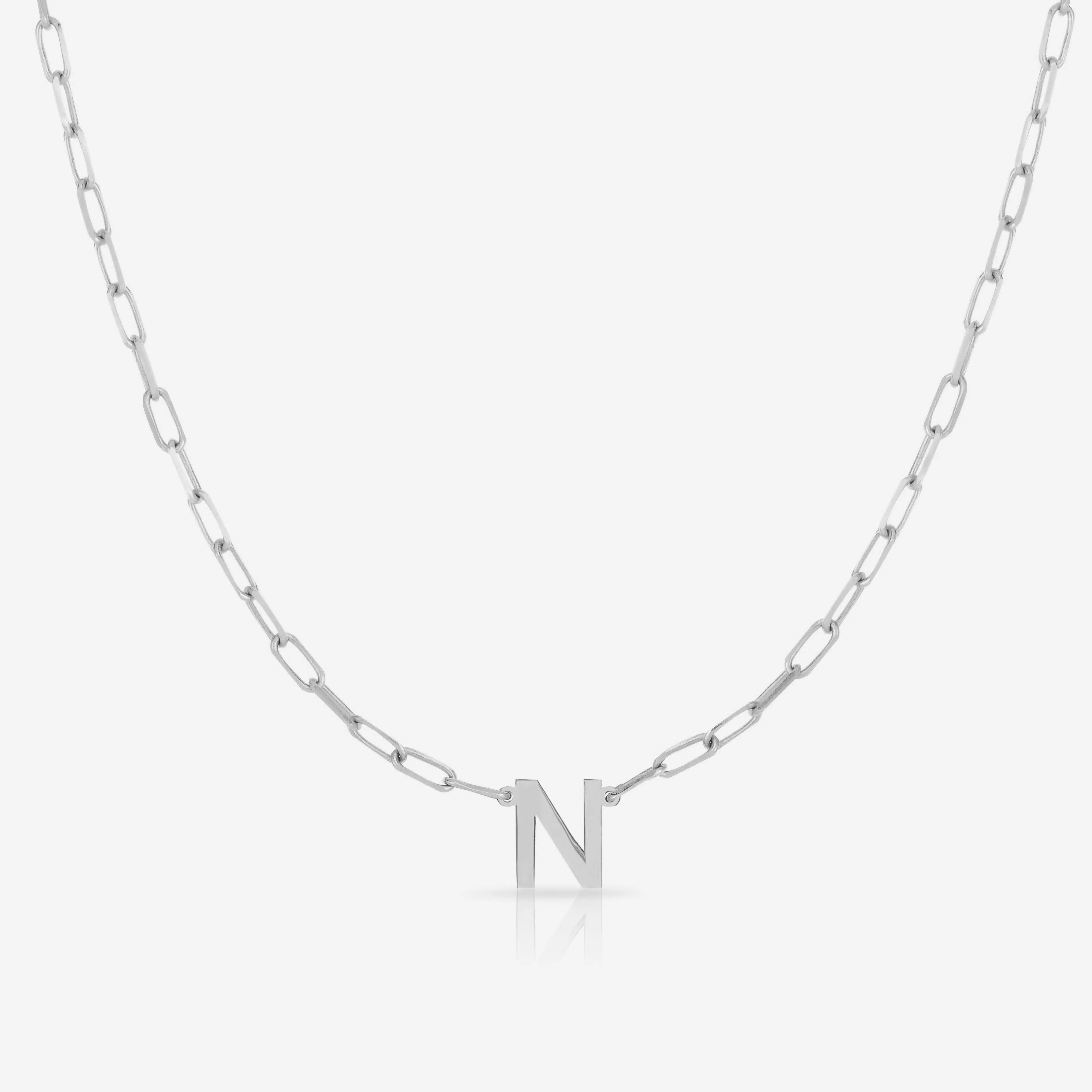 Block Initial   Link Chain Necklace