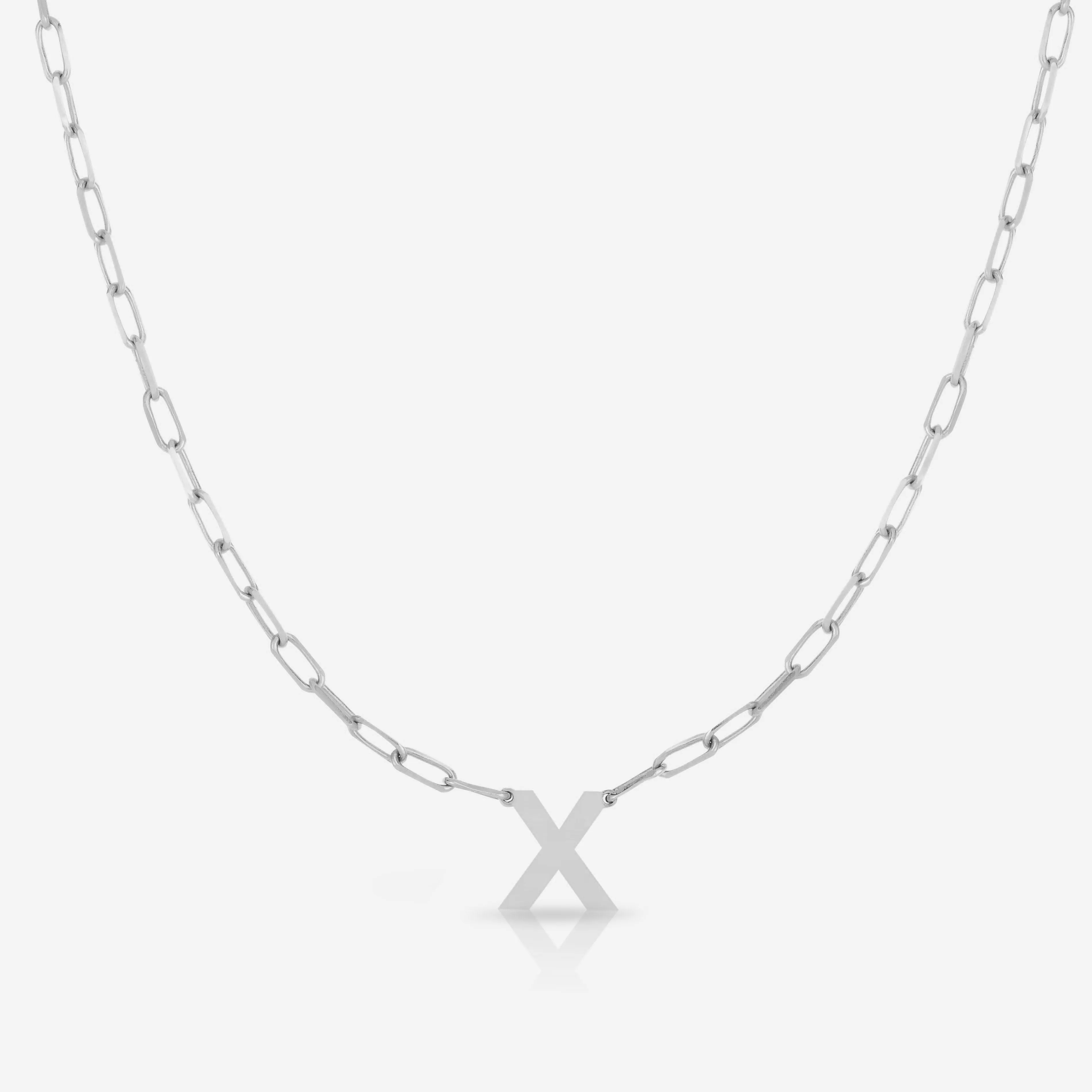 Block Initial   Link Chain Necklace