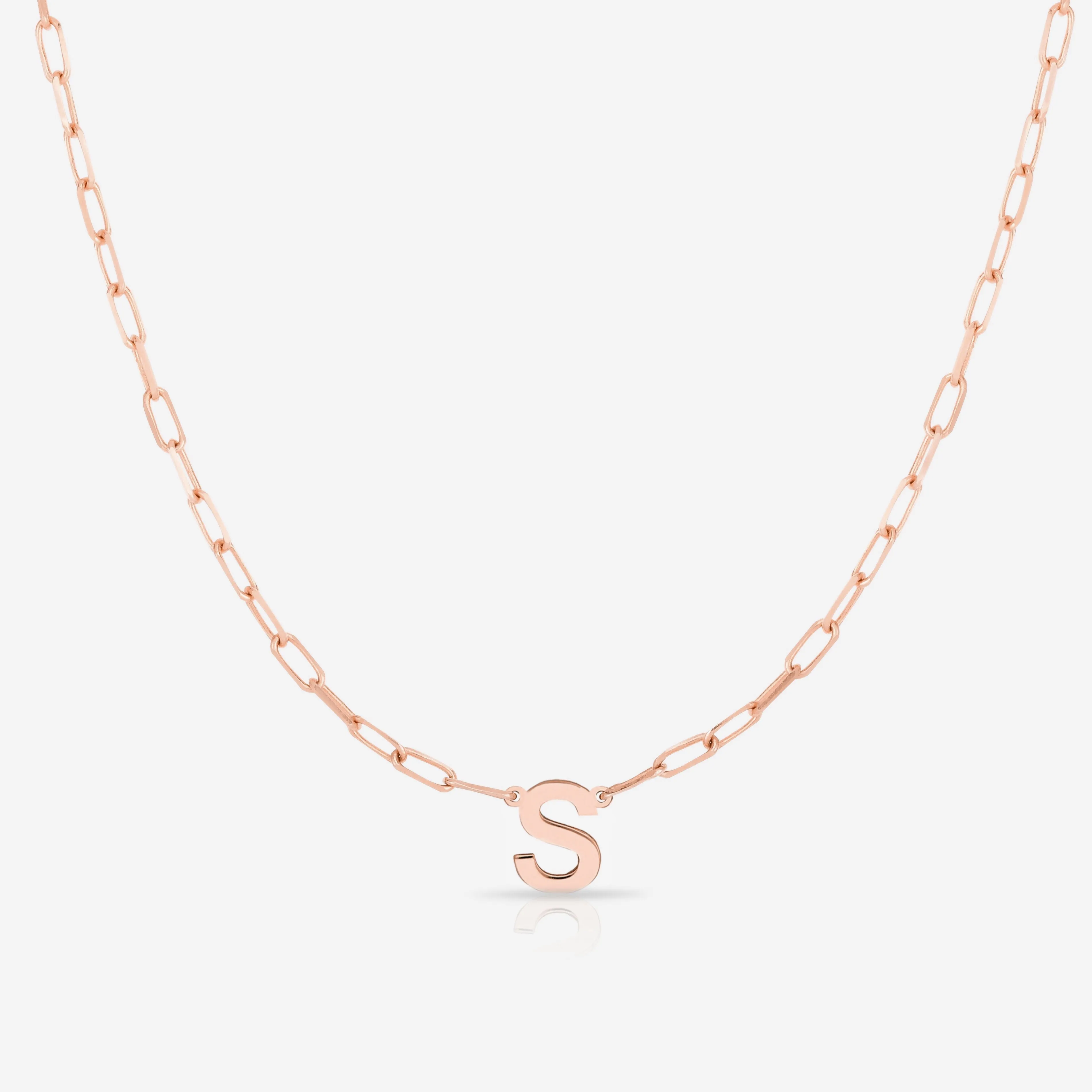 Block Initial   Link Chain Necklace